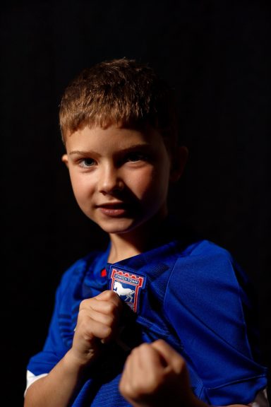 photo of boy in Ipswich town shirt